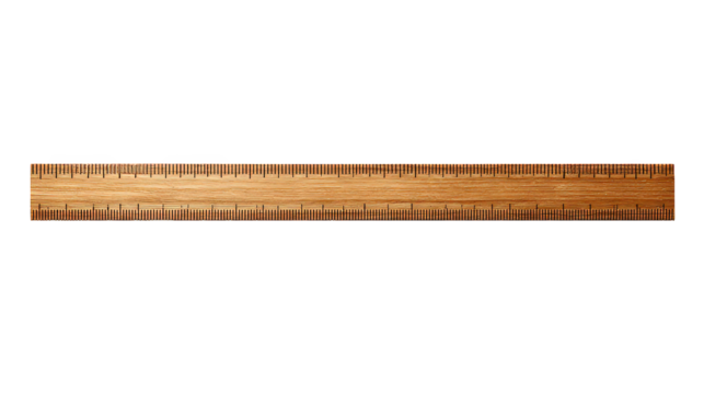 Brown Wooden Ruler on Transparent Background