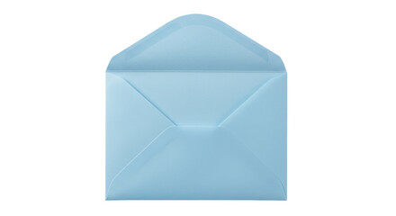 Light blue envelope isolated on transparent background, open square envelope for invitations and greetings in PNG format