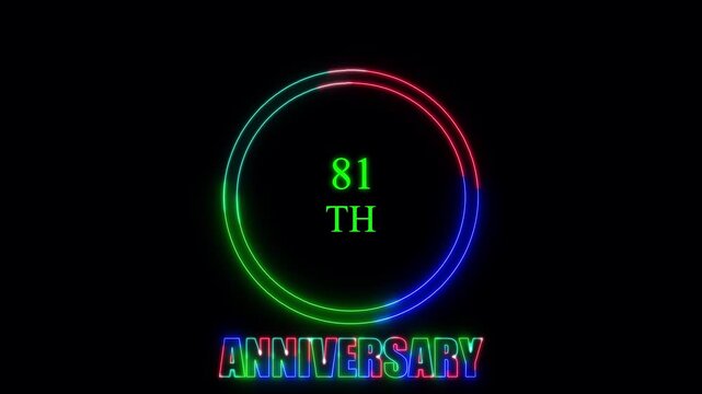 Glowing neon 81 years anniversary emblem. Anniversary icon or label. front of dazzling fireworks 81 years celebration and congratulation design element splash convert animated explosion ... See