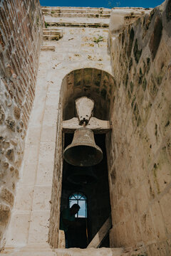 OldStone Bell Tower Archway with Hanging Bell in Bato, Catanduanes, Philippines