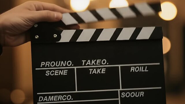 Filmmaking Clapperboard Action Scene Production Start.