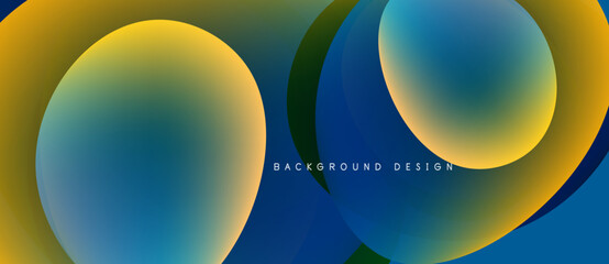 Abstract colorful shapes overlap. Gradient hues blend, creating dynamic visual effect. Modern design suitable for backgrounds.