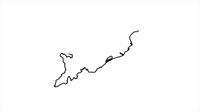 Odisha State Outline on White Background animation