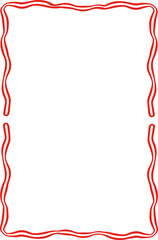 Rectangle red ribbon bow frame. Hand drawn aesthetic vertical border. Whimsical vector illustration. Trendy art for Christmas, Valentines day, birthday, menu, bachelorette party design line art.