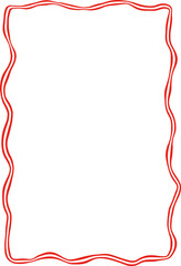 Rectangle red ribbon bow frame. Hand drawn aesthetic vertical border. Whimsical vector illustration. Trendy art for Christmas, Valentines day, birthday, menu, bachelorette party design line art.