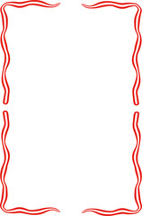 Rectangle red ribbon bow frame. Hand drawn aesthetic vertical border. Whimsical vector illustration. Trendy art for Christmas, Valentines day, birthday, menu, bachelorette party design line art.