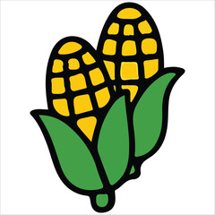 Corn Cob Harvest Vegetable Thanksgiving Icon Illustration