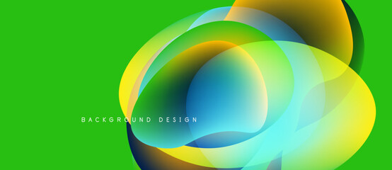 Obraz na płótnie Canvas Abstract colorful layers overlap. Vibrant green background provides contrast. Modern design elements create dynamic visual effect.