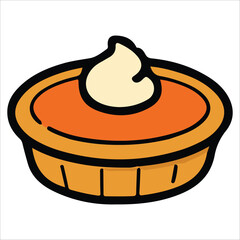 Thanksgiving Pumpkin Pie Dessert Cartoon Illustration