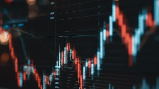 Financial Stock Market Trading Candlestick Chart Analysis.