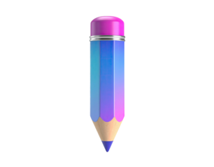 3D rendering of a colorful pencil against a black background