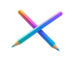 Two crossed, gradient-colored pencils on a black background