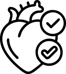 Clean pictogram of a smart heart in outline.