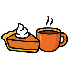 Coffee and Pie Thanksgiving Family Meal Illustration