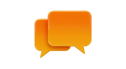 Orange speech bubbles PNG isolated on transparent background, communication and conversation concept for social media and design