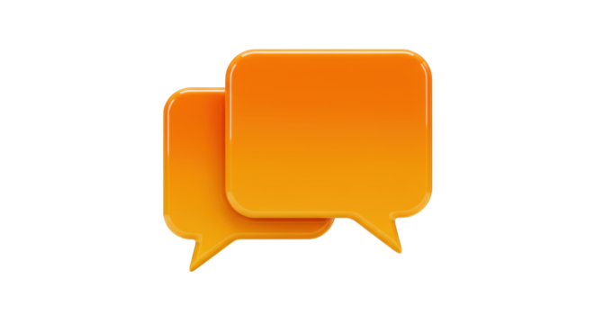 Orange speech bubbles PNG isolated on transparent background, communication and conversation concept for social media and design