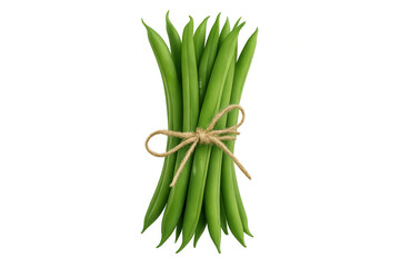 Fototapeta premium Fresh green bean bunch tied with twine, representing healthy eating and organic produce with transparent background