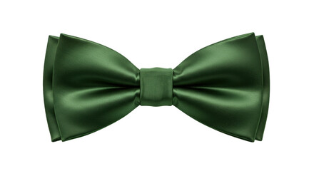 Elegant green satin bow tie isolated on transparent background, formal wear accessory for weddings...