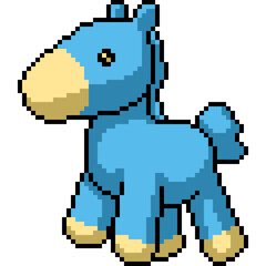 pixel art of stuffed animal blue horse