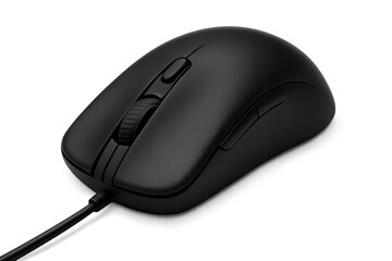 Black wired computer mouse providing digital navigation and control