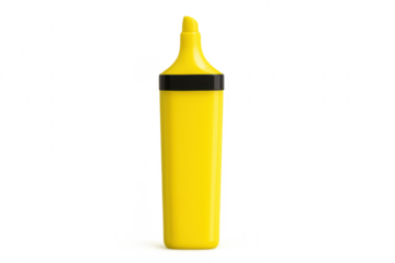 Yellow highlighter pen standing on transparent background