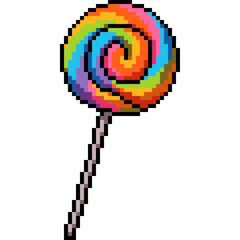 pixel art of colorful round candy stick