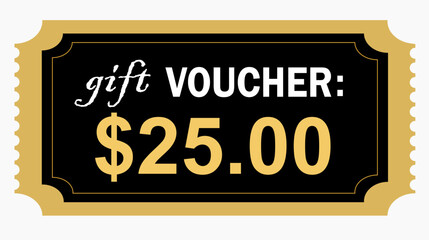 Retro Gift Voucher Design Template, $25 Coupon Ticket for Shopping, Retail, Ecommerce, Promotion and Special Offers"