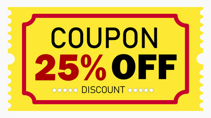 Yellow Discount Coupon Design Template - 25 Percent Off Voucher