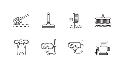 Vector art of pool cleaning icons