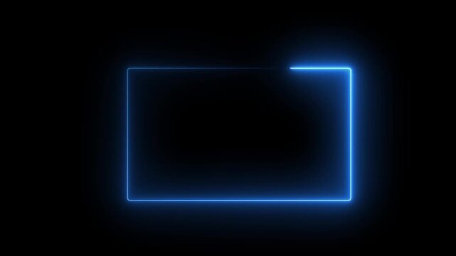 A neon rectangle icon features a glowing, rectangular outline in bright neon colors like blue, pink, or green, symbolizing modernity, focus, or boundaries, often used for buttons or navigation 