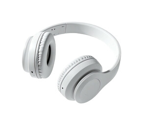 Overhead white headphones isolated against a black background