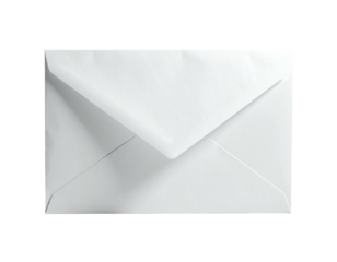 A stark white, closed envelope casting shadows against a black background