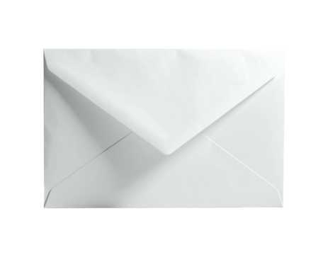 A stark white, closed envelope casting shadows against a black background