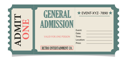 Retro Vintage Old Ticket Design. Vector Illustration Of a Ticket. Ticket Template