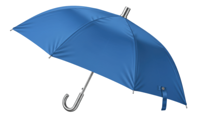 Blue umbrella isolated on a clean background, rain protection accessory for weather and outdoor use