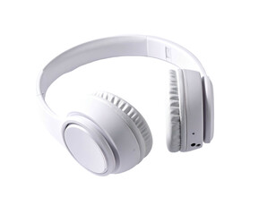 White over-ear headphones, angled slightly, against a transparent background