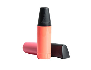 Two highlighters, one upright, the other lying with the cap detached