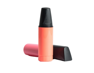 Two highlighters, one upright, the other lying with the cap detached