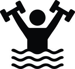 person doing water aerobics silhouette icon