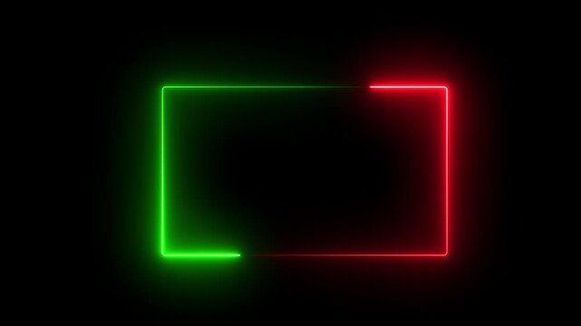 A neon rectangle icon features a glowing, rectangular outline in bright neon colors like blue, pink, or green, symbolizing modernity, focus, or boundaries, often used for buttons or navigation 