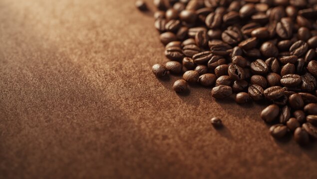Coffee beans background in close-up. Caffeine texture.