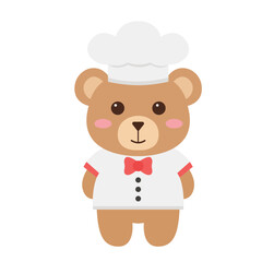 Adorable Cartoon Teddy Bear Chef Wearing a White Hat and Bowtie