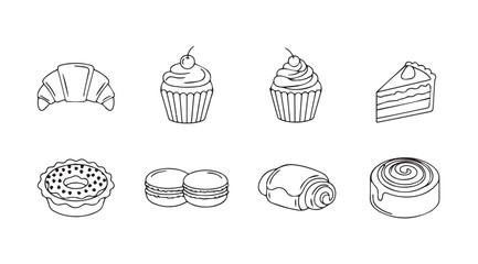 Vector art of pastries line drawing