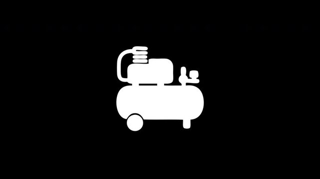 Air compressor icon appearing and disappearing on black background