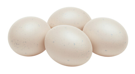 Speckled duck eggs isolated on transparent background, fresh organic food for Easter and baking