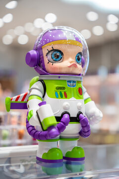 Bangkok, Thailand - September 30, 2025 : MEGA SPACE MOLLY 400% Buzz Light Year  Limited Edition from Toy Story movie on display at Popmart Store.