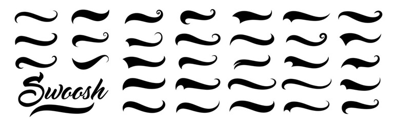 Obraz premium Vector swash swoosh flourish design elements. Curly swish tails and sporty plume swirl logo vector elements for retro banners 