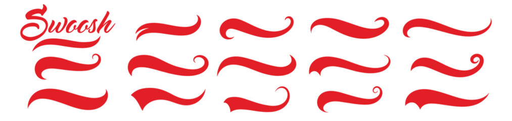 Swash swoosh flourish decorative elements set vector on transparent background