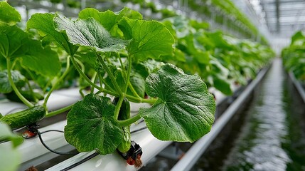 Symmetrical Hydroponic Greenhouse with Suspended Vine Crops and NFT Tubes