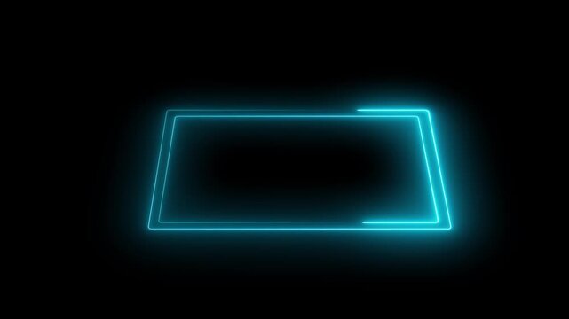 A neon rectangle icon features a glowing, rectangular outline in bright neon colors like blue, pink, or green, symbolizing modernity, focus, or boundaries, often used for buttons or navigation 